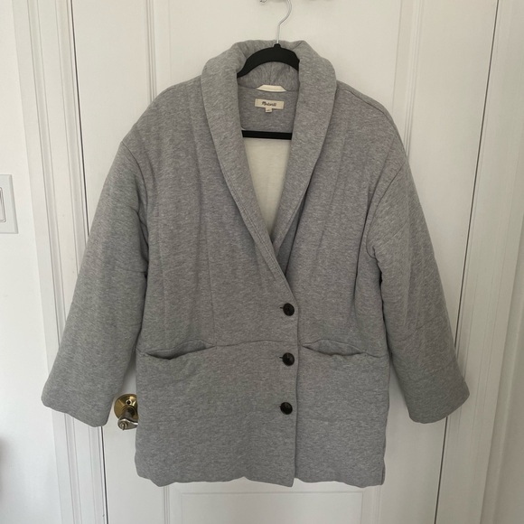 Madewell sweatshirt Puffer Coat in light heather grey - Picture 2 of 5